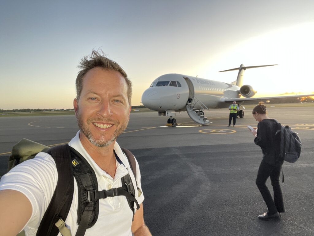 TOby Zerna about to board a flight